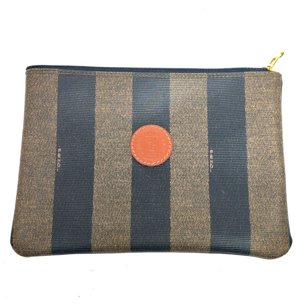 FENDI Pequin Stripe Zipper Pouch Clutch